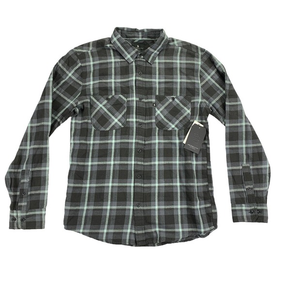 Junk Food Clothing Mens Mako Long Sleeve Plaid Flannel Button Down Shirt Gray M - Picture 1 of 4